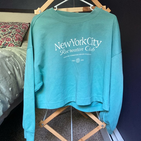 Old Navy Tops - Old Navy Teal Cropped Sweatshirt